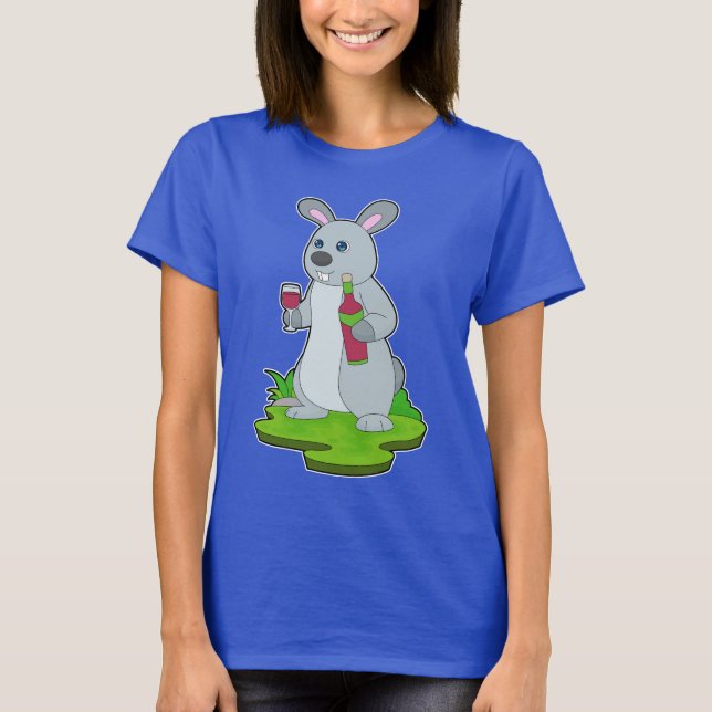 Camiseta Botella de conejo Vino Rojo (Anverso)