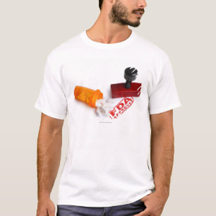 Camiseta Botella de píldoras y de un sello de goma APROBADO