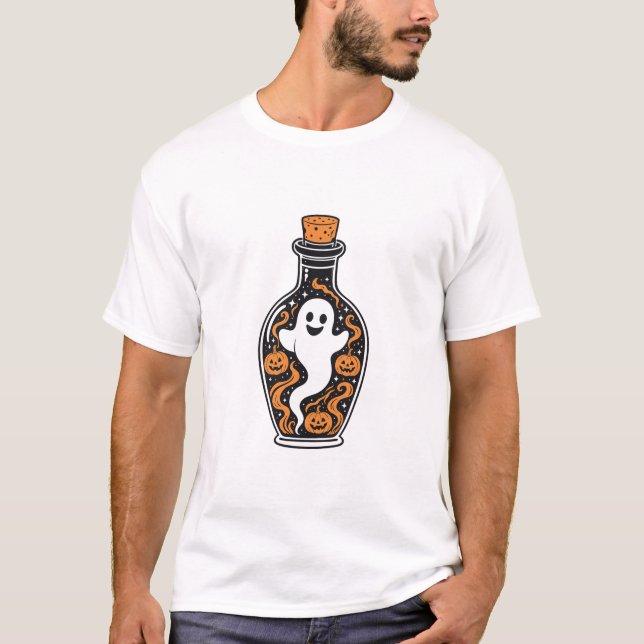Camiseta Botella de Poción Fantasma Halloween (Anverso)