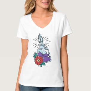 Camiseta Botella de poción y flor