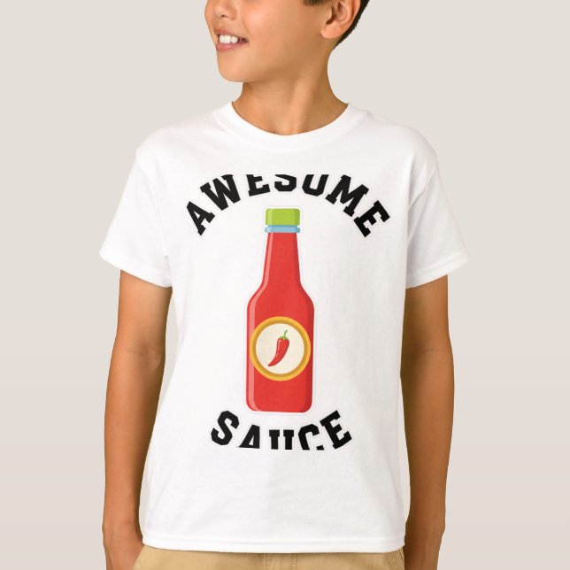 Camiseta Botella de Salsa Impresionante de Pollo  (Anverso)