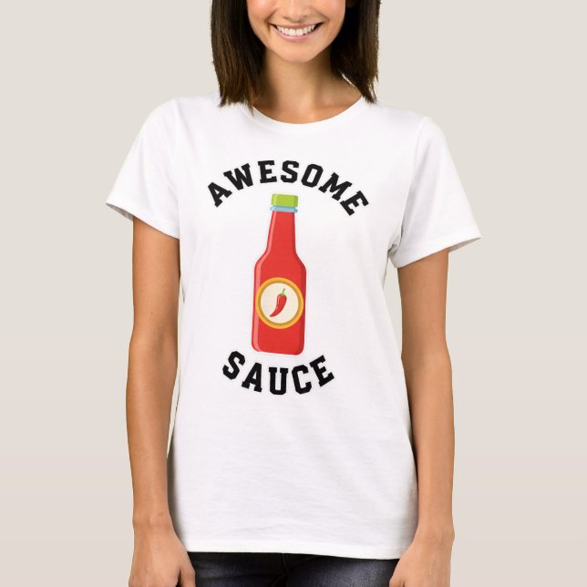 Camiseta Botella de Salsa Impresionante de Pollo  (Anverso)