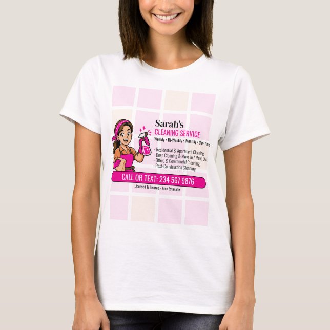 Camiseta Botella de spray rosa caliente limpieza de la casa (Anverso)