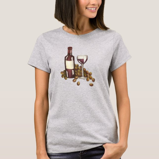 Camiseta Botella de vidrio de degustación de vino rojo con  (Anverso)