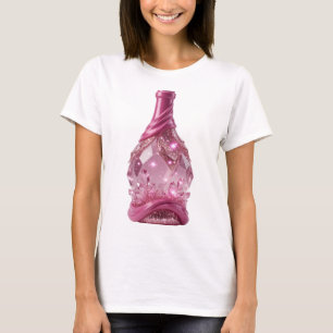 CAMISETA BOTELLA DE VIDRIO ROSA PLATA VIBRANTE DE DESEOS