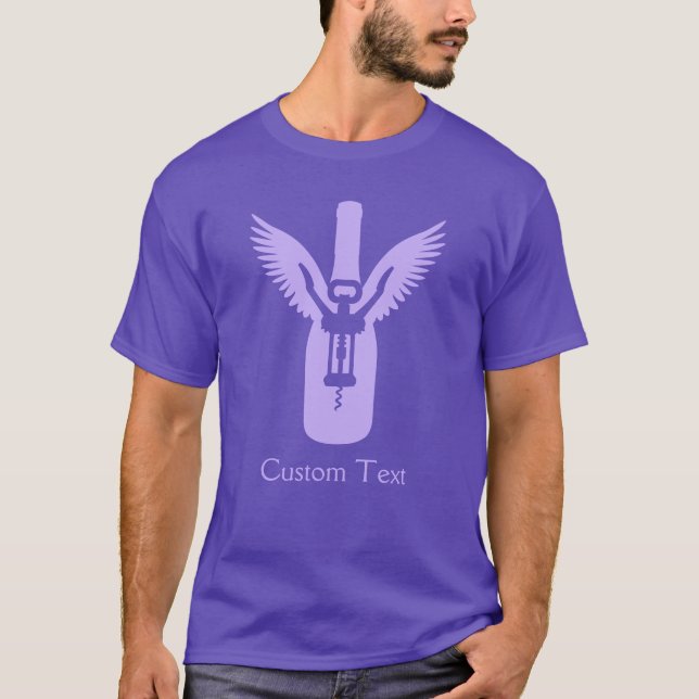 Camiseta Botella de vino con alas y corktornillo (Anverso)