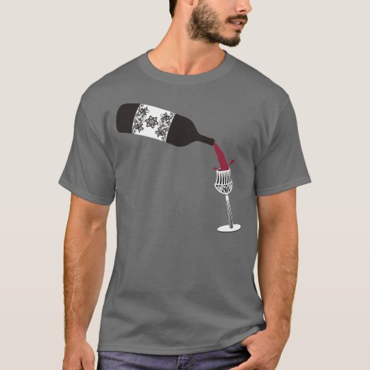 Camiseta botella de vino de colada de la copa de vino