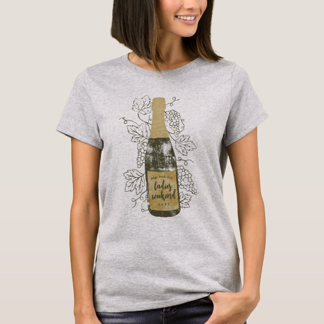 Camiseta Botella de vino y grapevinas personalizadas (Anverso)