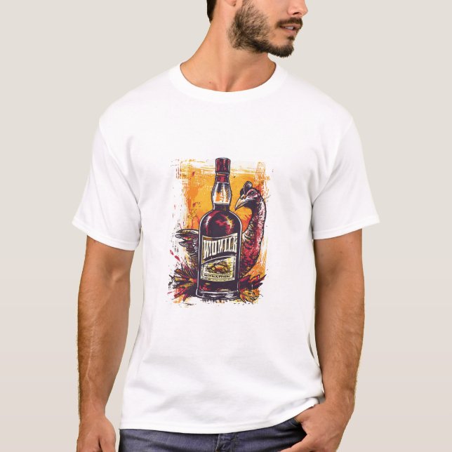 Camiseta Botella de whisky de Turquía salvaje al estilo vin (Anverso)