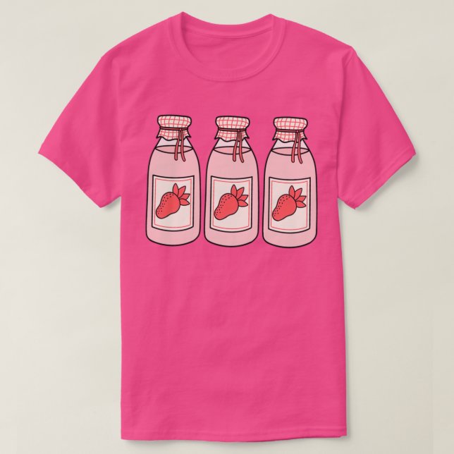 Camiseta Botellas de fresa de leche (Diseño del anverso)