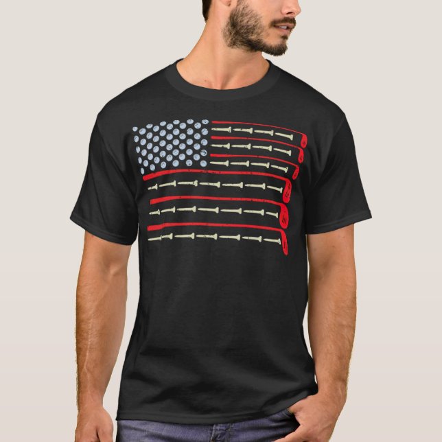 Camiseta Botellas de golf de Bandera Americana (Anverso)