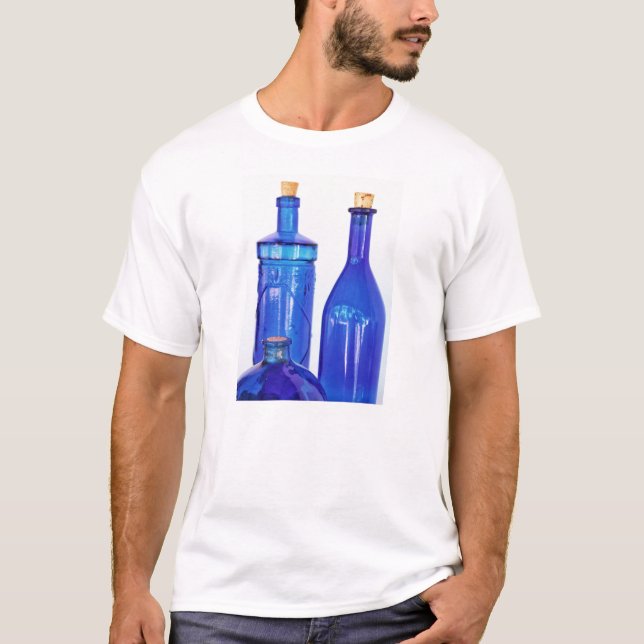 Camiseta Botellas de vidrio azul (Anverso)