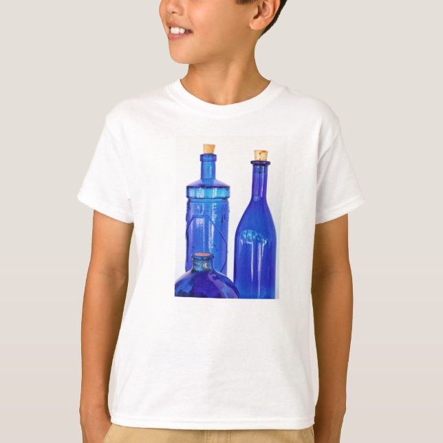 Camiseta Botellas de Vidrio Azules (Anverso)