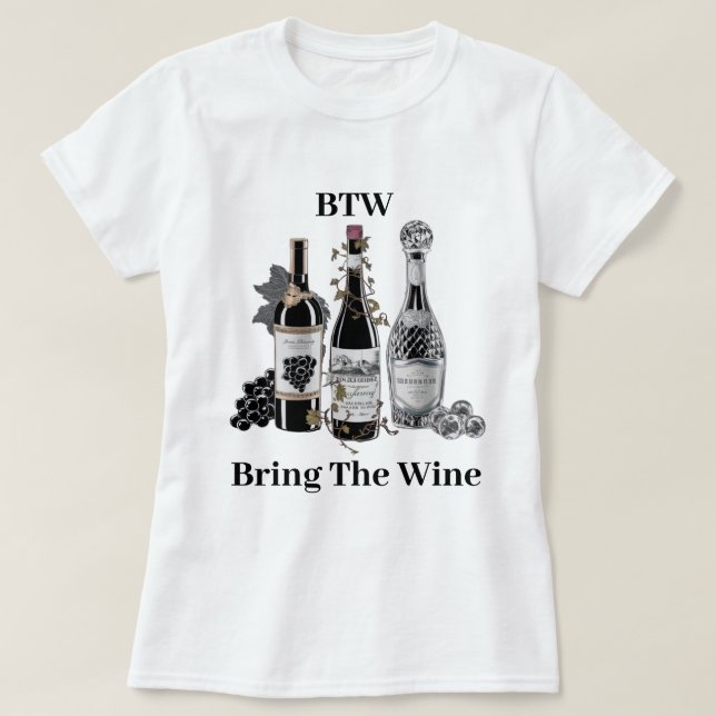 Camiseta Botellas de vino divertidas blancas (Diseño del anverso)