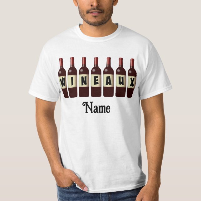 Camiseta Botellas de vino rojo Wineaux alineadas a medida (Anverso)