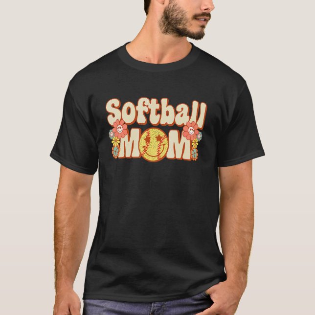 Camiseta Bothball Mom Game Day Vibes Día de la Madre Groovy (Anverso)