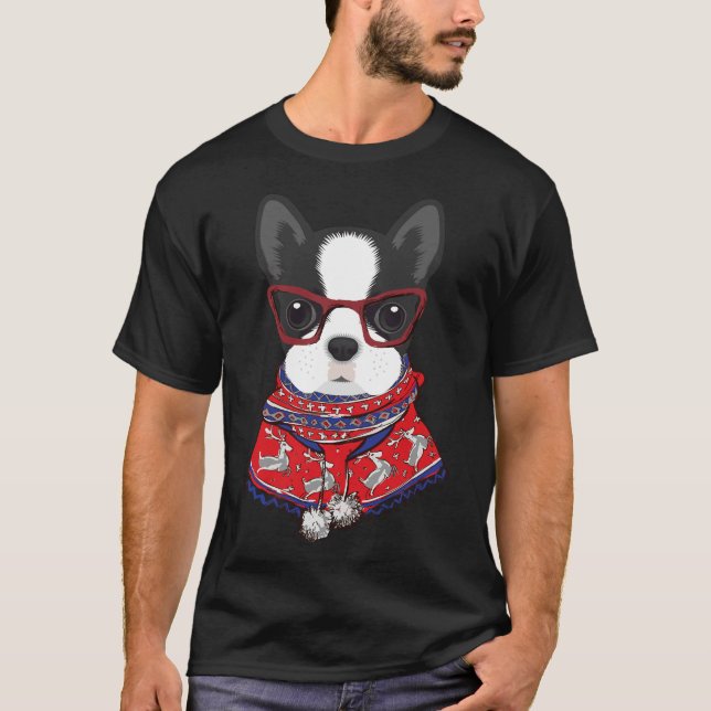 Camiseta Botines de Navidad de Boston Terrier (Anverso)