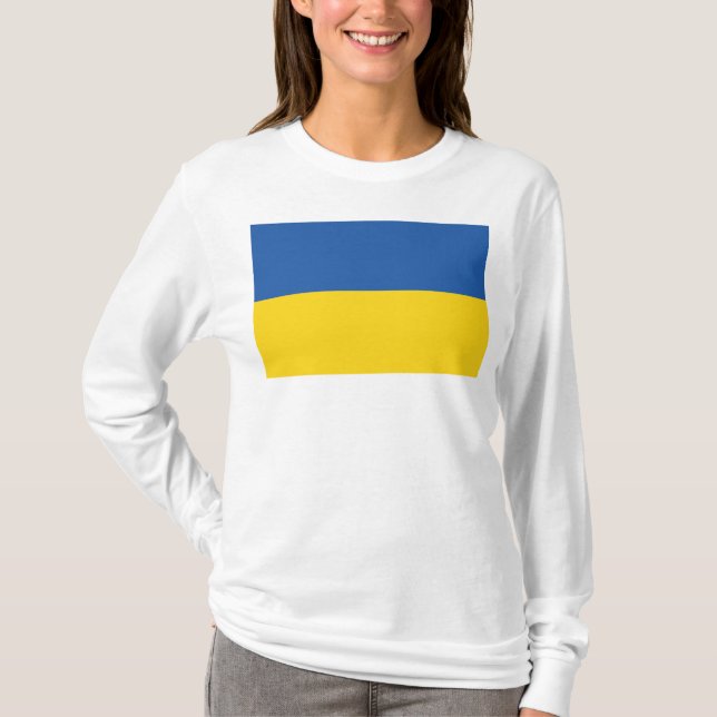 Camiseta Botón Bandera de Ucrania (Anverso)