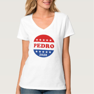 Camiseta Botón de campaña Pedro 2028 Retro Rojo Blanco Azul
