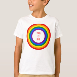 Camiseta BOTÓN DE MARCA DE RAINBOW + tu signo o texto