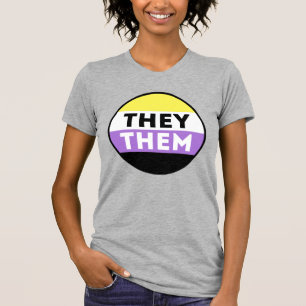 Camiseta Botón de Pronombres No Binarios - Ellos Ellas