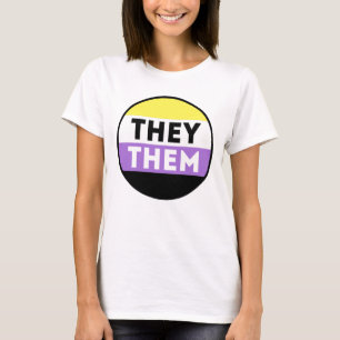Camiseta Botón de Pronombres No Binarios - Ellos Ellas