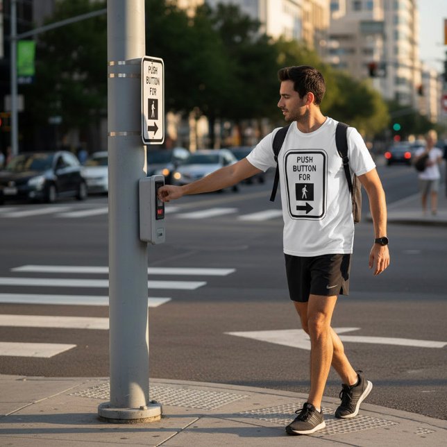 Camiseta Botón De Pulso Para Caminar Por El Rótulo De Cruce (Subido por el creador)