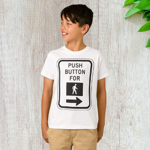 Camiseta Botón De Pulso Para Caminar Por El Rótulo De Cruce