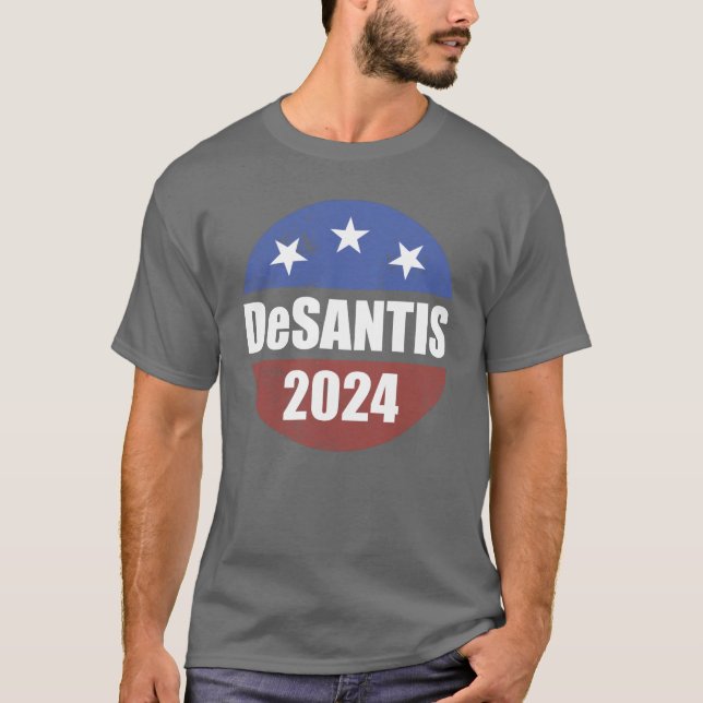 Camiseta botón electoral Desantis 2024 hace a Estados Unido (Anverso)
