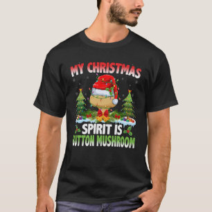 Camiseta Botón Mushroom Santa Hat Navidades Botón Espíritu