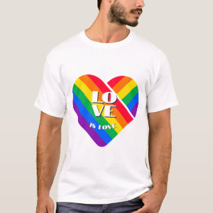 Camiseta botón Orgullo Corazón Arcoiris