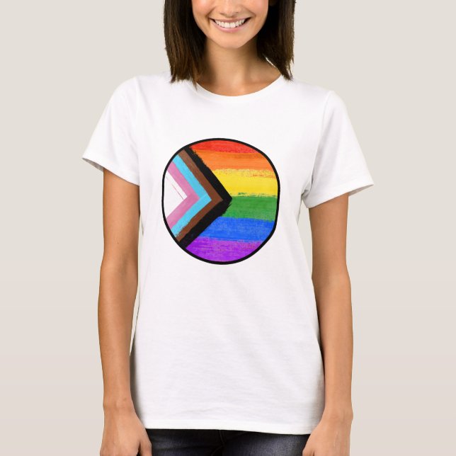 Camiseta Botón Pintado con Franjas Orgullo Progreso (Anverso)
