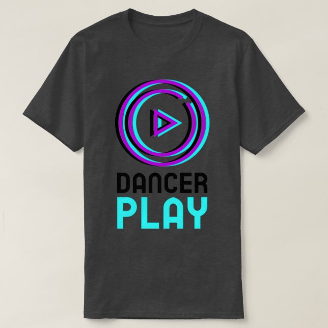 Camiseta botón Reproducir bailarina botón Reproducir negro  (Diseño del anverso)