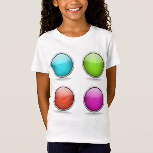 Camiseta Botones de bola 3D Chica Chest Back Tee Funny Chis (Anverso)