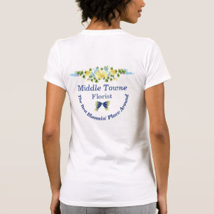 Camiseta Botones de Oro Amarillos y Lirios Azules