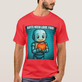 Camiseta Bots Need Love Too - Men's Bright Red