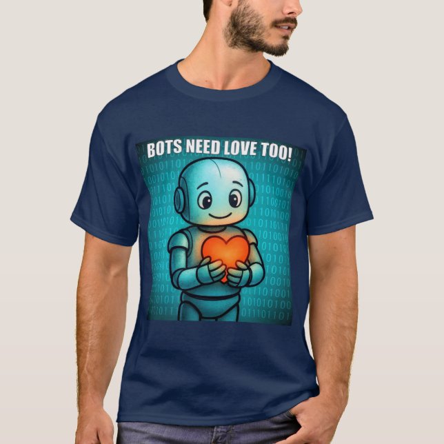 Camiseta Bots Need Love Too - Men's Navy (Anverso)
