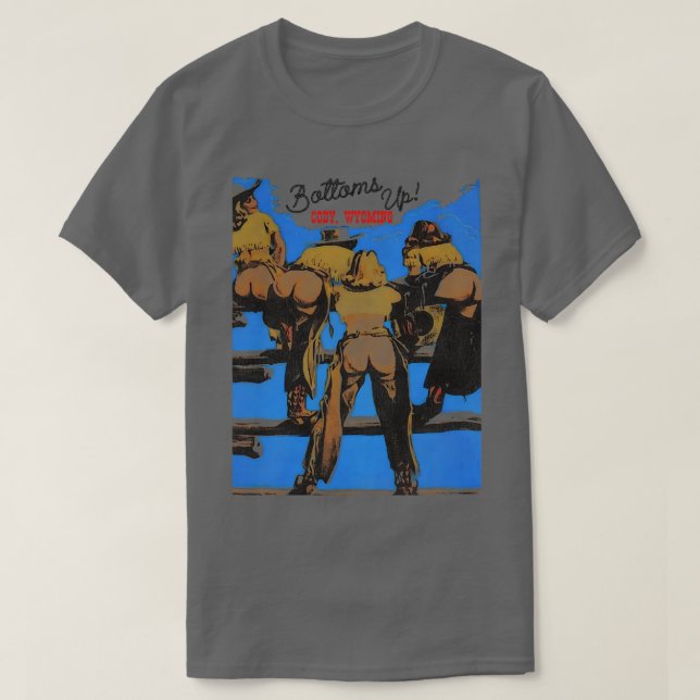 Camiseta BOTTOMS UP Cody Wyoming Retro Souvenir Occidental  (Diseño del anverso)