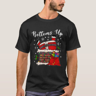 Camiseta Bottoms Up Funny Santa Claus Atrapado En Chimney C