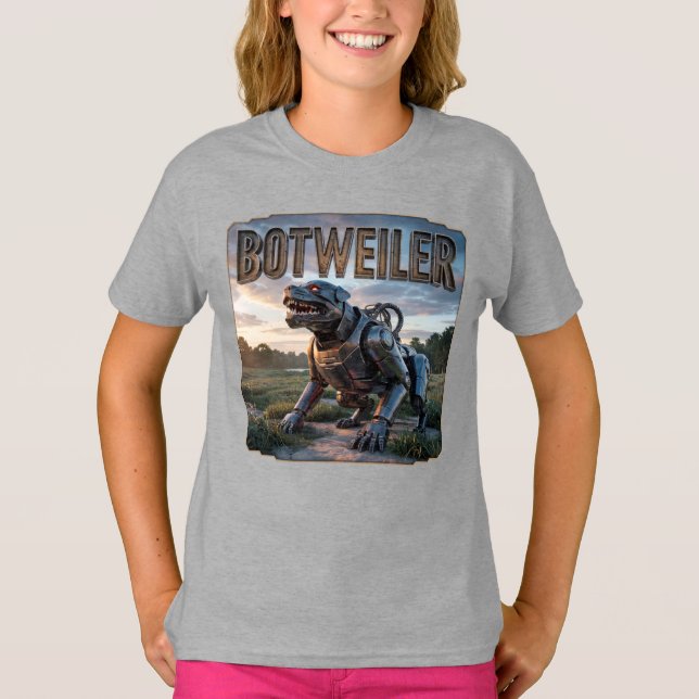 Camiseta Botweiler Fotográfico – Rottweiler Robot Divertido (Anverso)