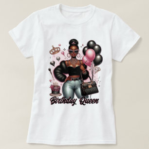 Camiseta Boujee African American Woman Birday Queen