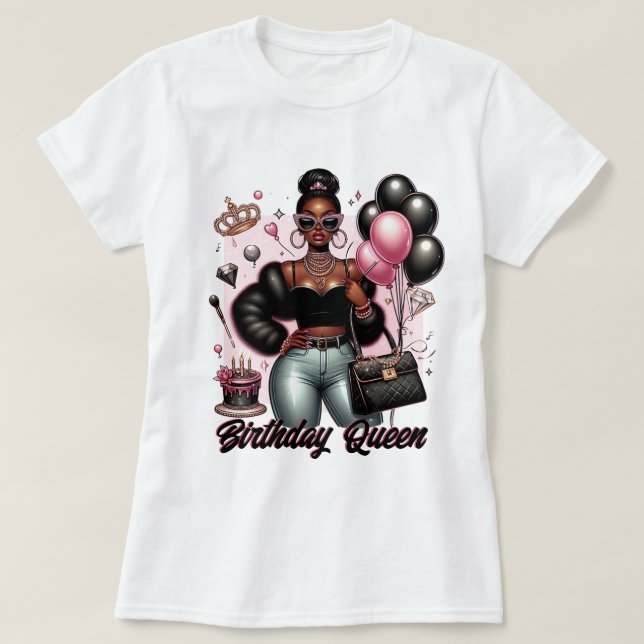 Camiseta Boujee African American Woman Birday Queen (Diseño del anverso)