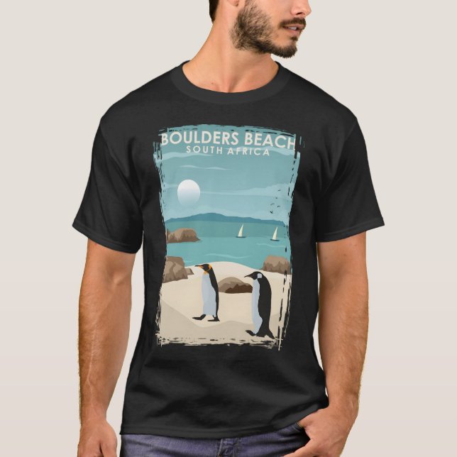 Camiseta Boulders Beach Sudáfrica Penguin Beach Poster A (Anverso)