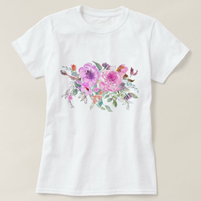 Camiseta Bouquet acuarela (Diseño del anverso)
