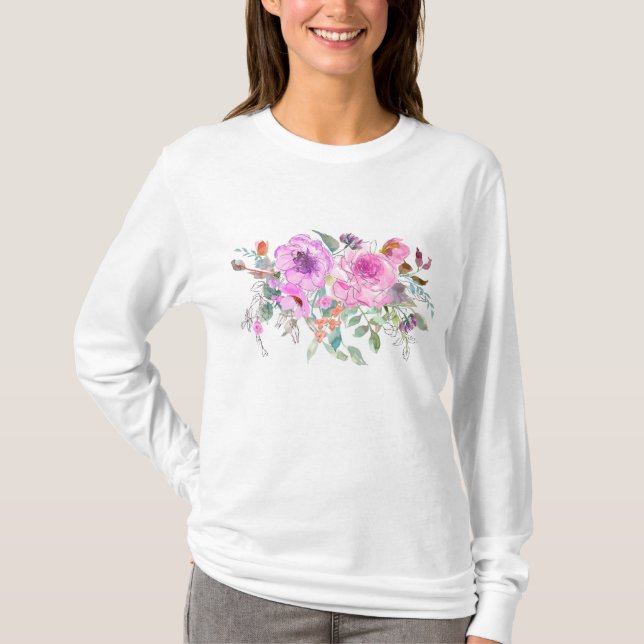 Camiseta Bouquet acuarela (Anverso)