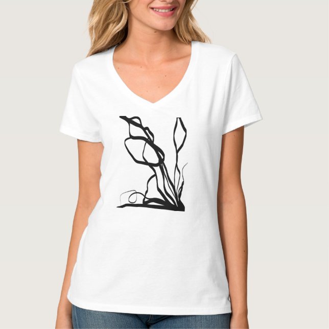 Camiseta Bouquet Blanc: Resumen blanco y negro (Anverso)