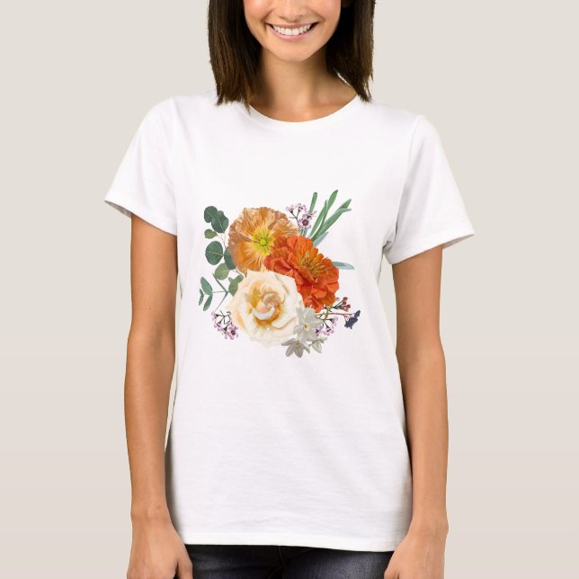 Camiseta Bouquet con flores de jardín. (Anverso)