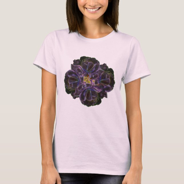 Camiseta Bouquet de flores moradas arte abstracto (Anverso)