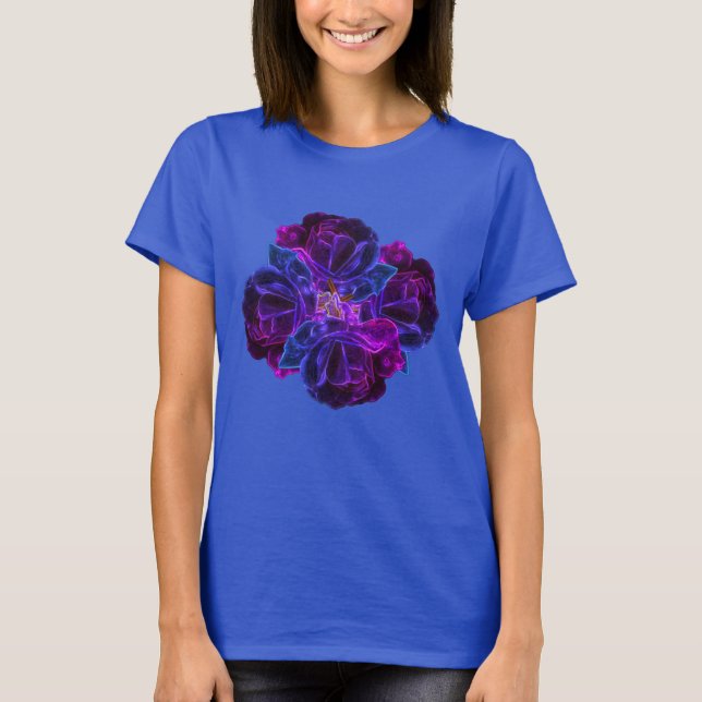Camiseta Bouquet de flores moradas arte abstracto (Anverso)
