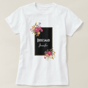 Camiseta Bouquet de flores rosadas en marco negro